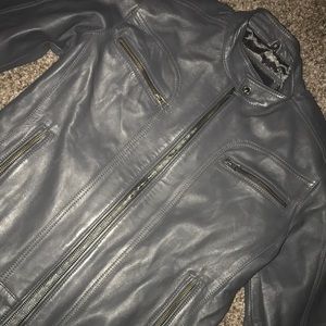 Real leather Grey Jacket